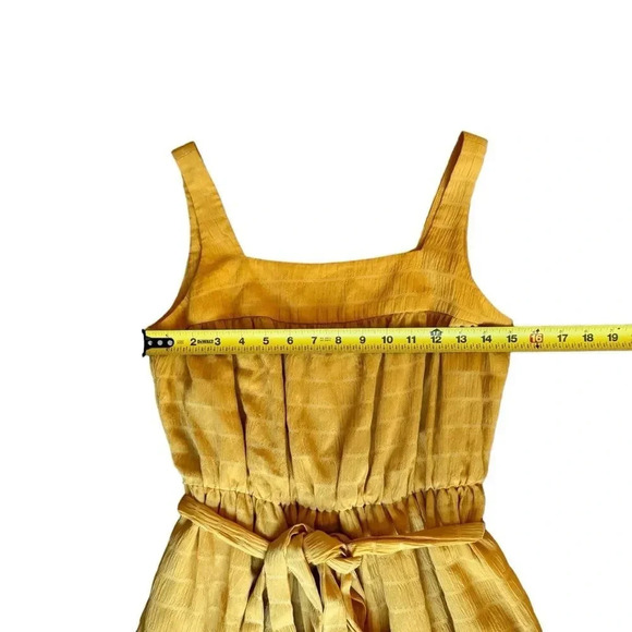 Slate & Willow Gauzy Tiered Layered Midi Tie Waist Dress Yellow Straps 2 RTR - Picture 8 of 11